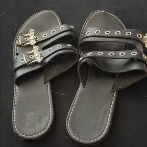 Black Leather Women's Sandals